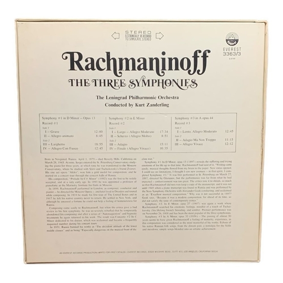 LP Sergei Vasilyevich Rachmaninoff - The Three Symphonies Vinyl Record - Picture 2 of 2